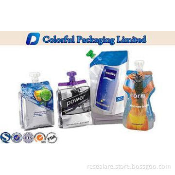 Liquid Beverage Stand Up Pouch With Spout , Glossy printing